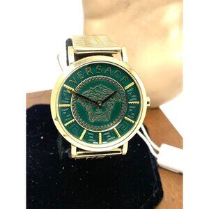 Versace Women's Watch VEK400921 Swiss Quartz Green Dial Gold Stainless Steel